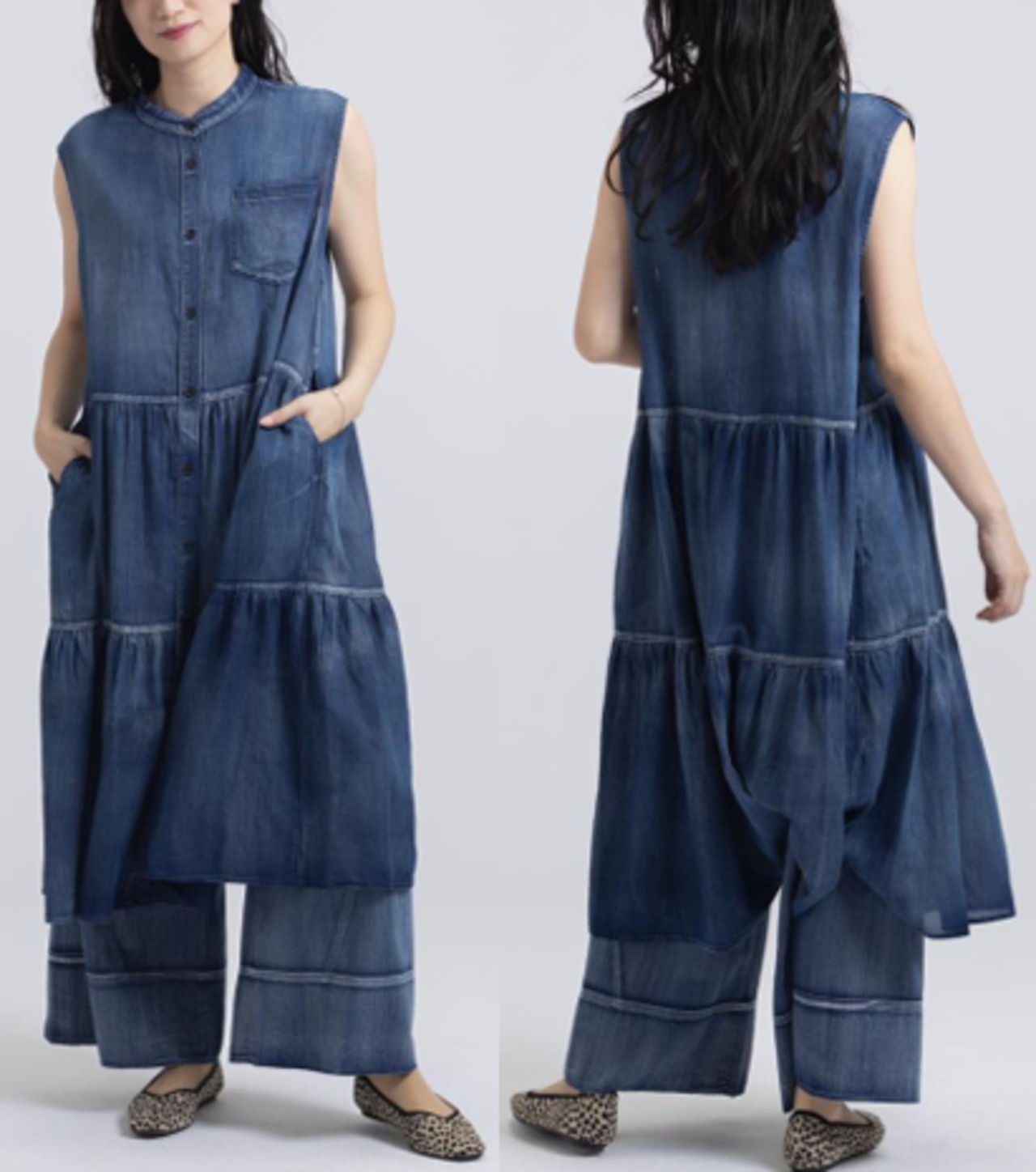 33℃　bc604314 綿ｶﾞｰｾﾞindigoﾃｨｱｰﾄﾞ n/s op（ｼｱﾃﾞﾆﾑ）