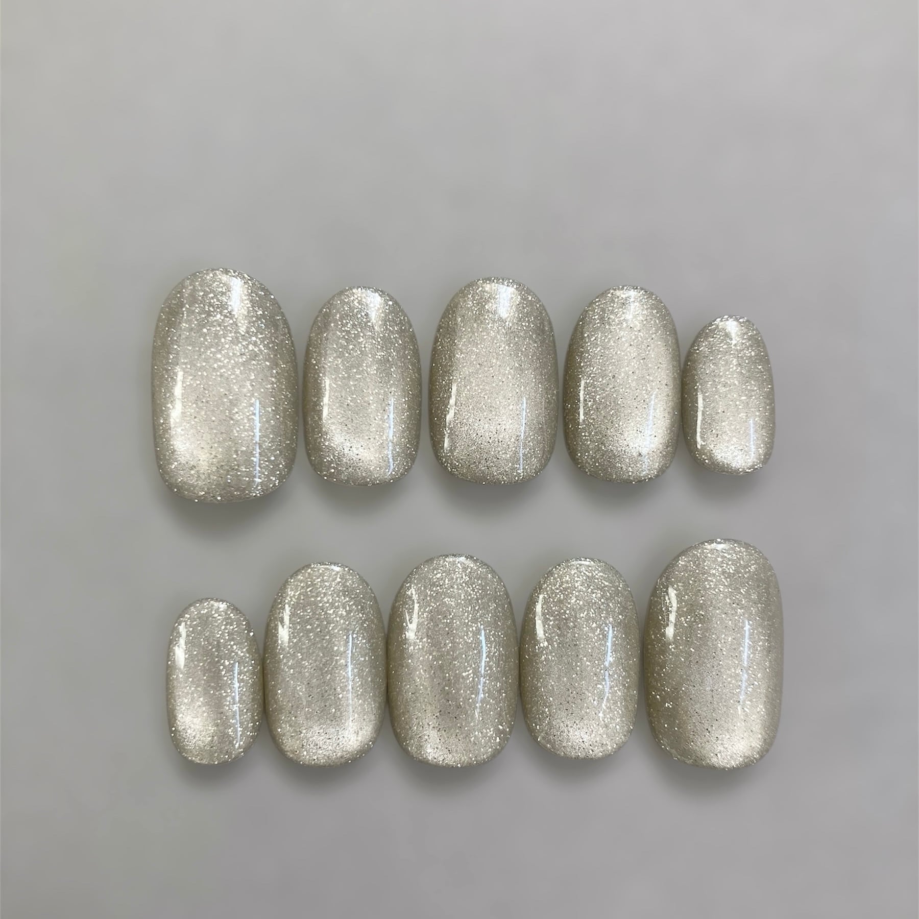 【サイズオーダー】 肌なじみシャンパンベージュマグネットネイルチップ#ncs001