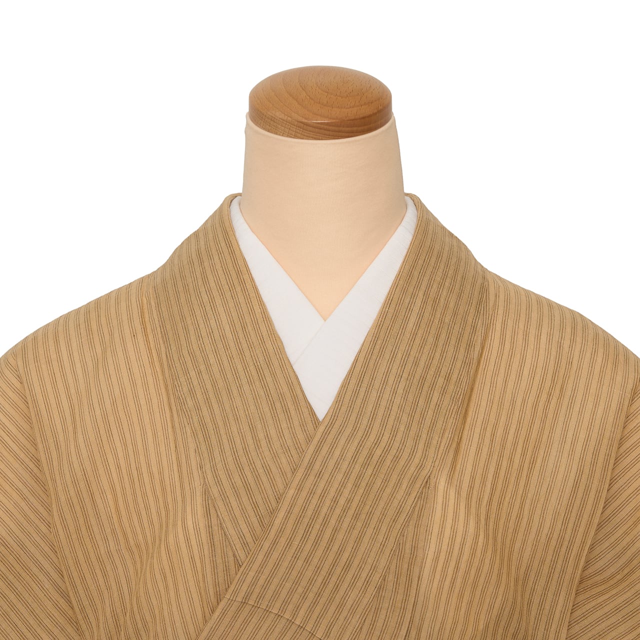 赤白橡色に両子持ち縞模様 小千谷ちぢみ 麻単衣着物【中古】 | かわの屋
