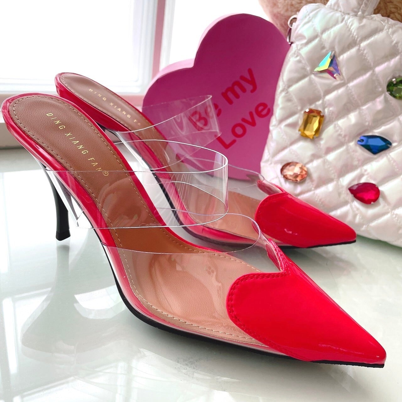 Redポインテッドハートミュール/韓国/レディースファッション/おしゃれ