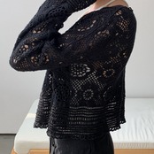 Crochet Drawstring Knit Cardigan F0637