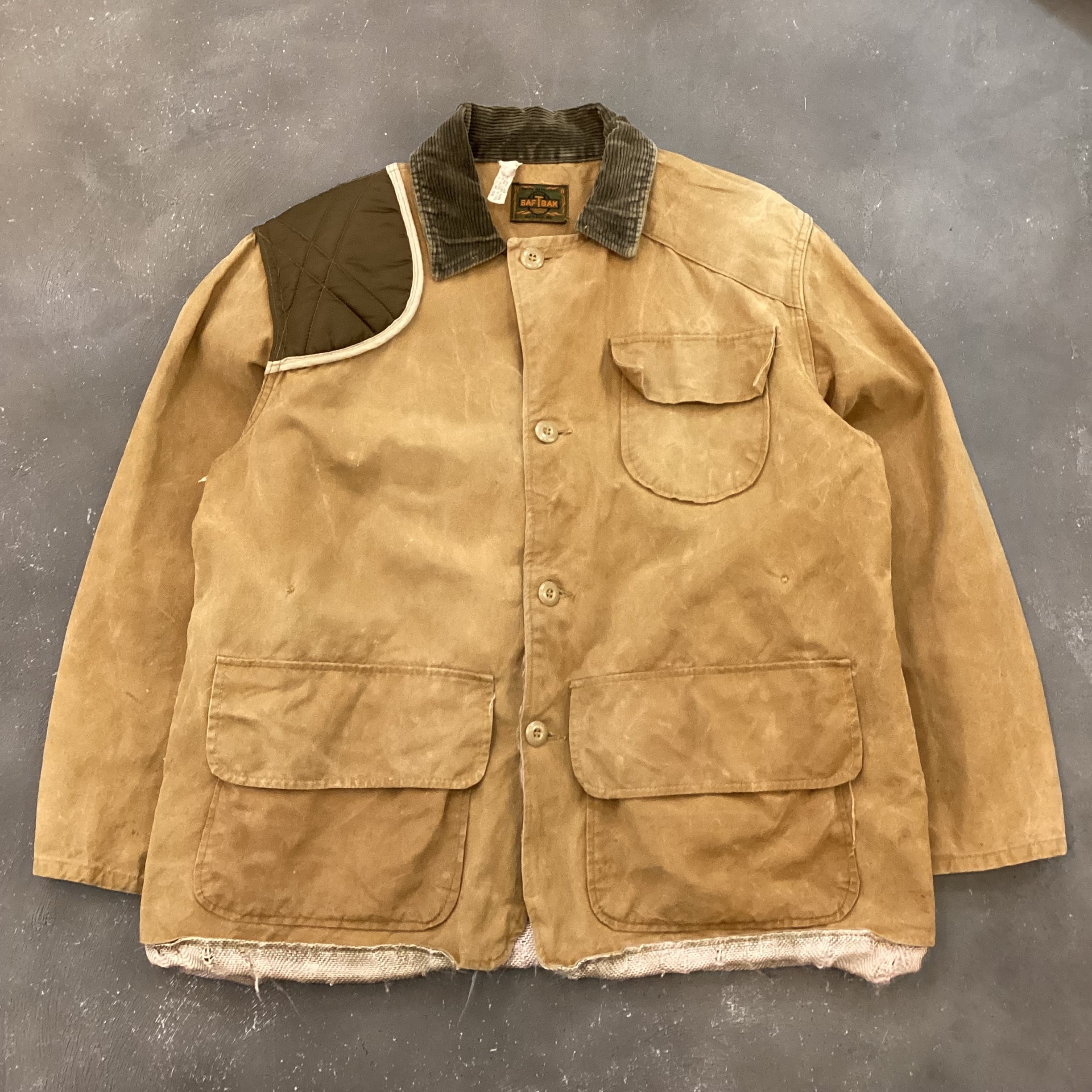 70s SAFTBAK ダック ナイロン コーデュロイ ハンティングJKT 防水