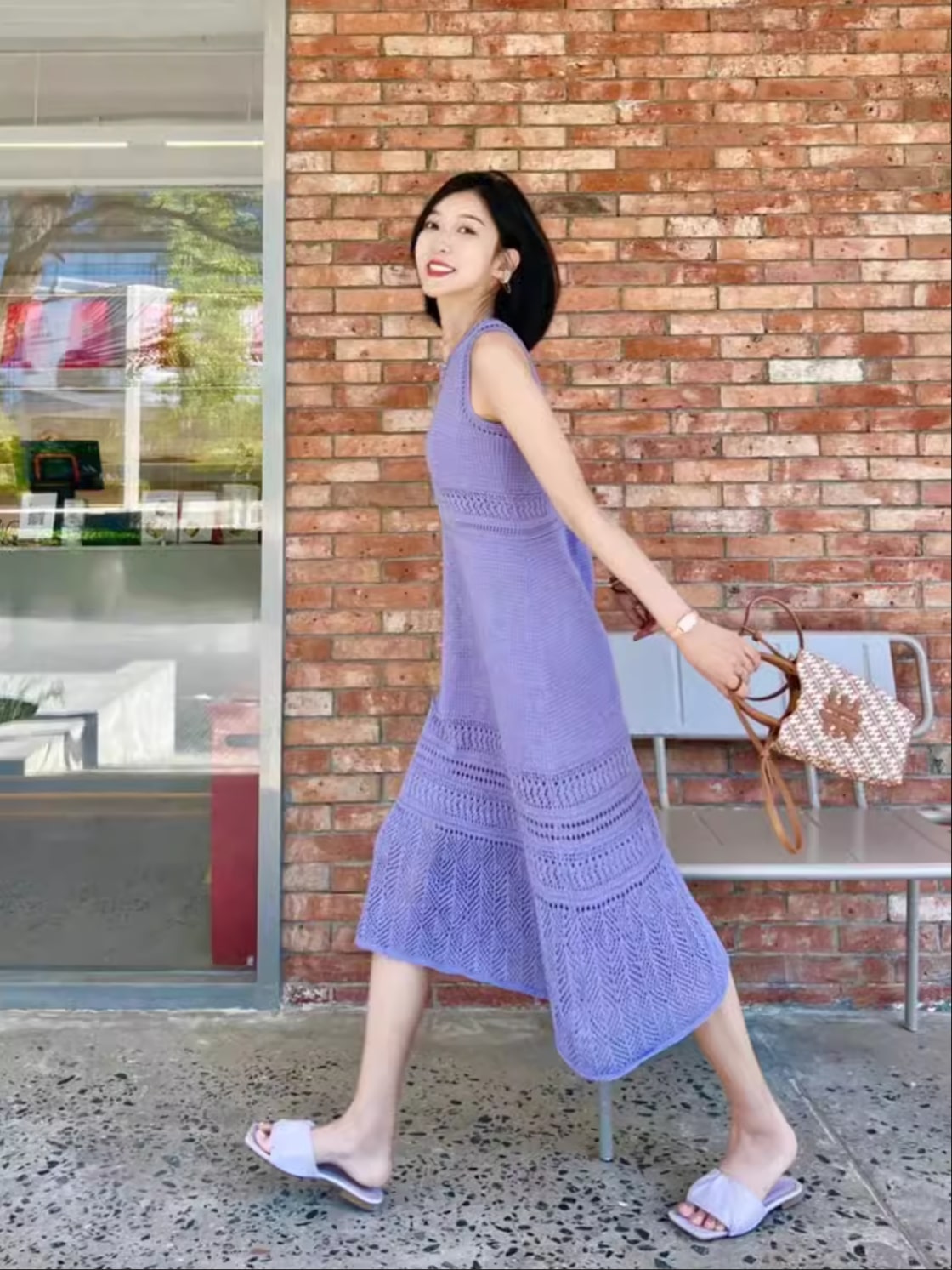 ★MARITHE★かぎ針編みノースリーブニットワンピース★ ニットワンピース かぎ針編み 透かし編み レディース ロング 袖