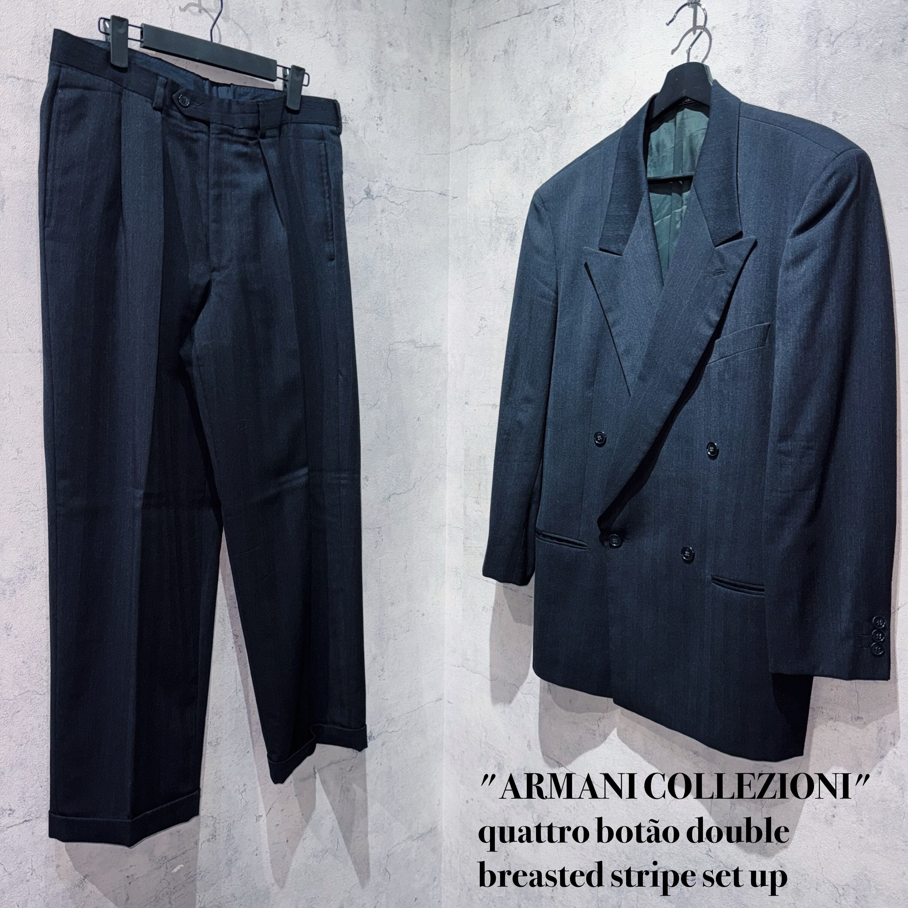 "ARMANI COLLEZIONI"quattro botão double breasted stripe set up