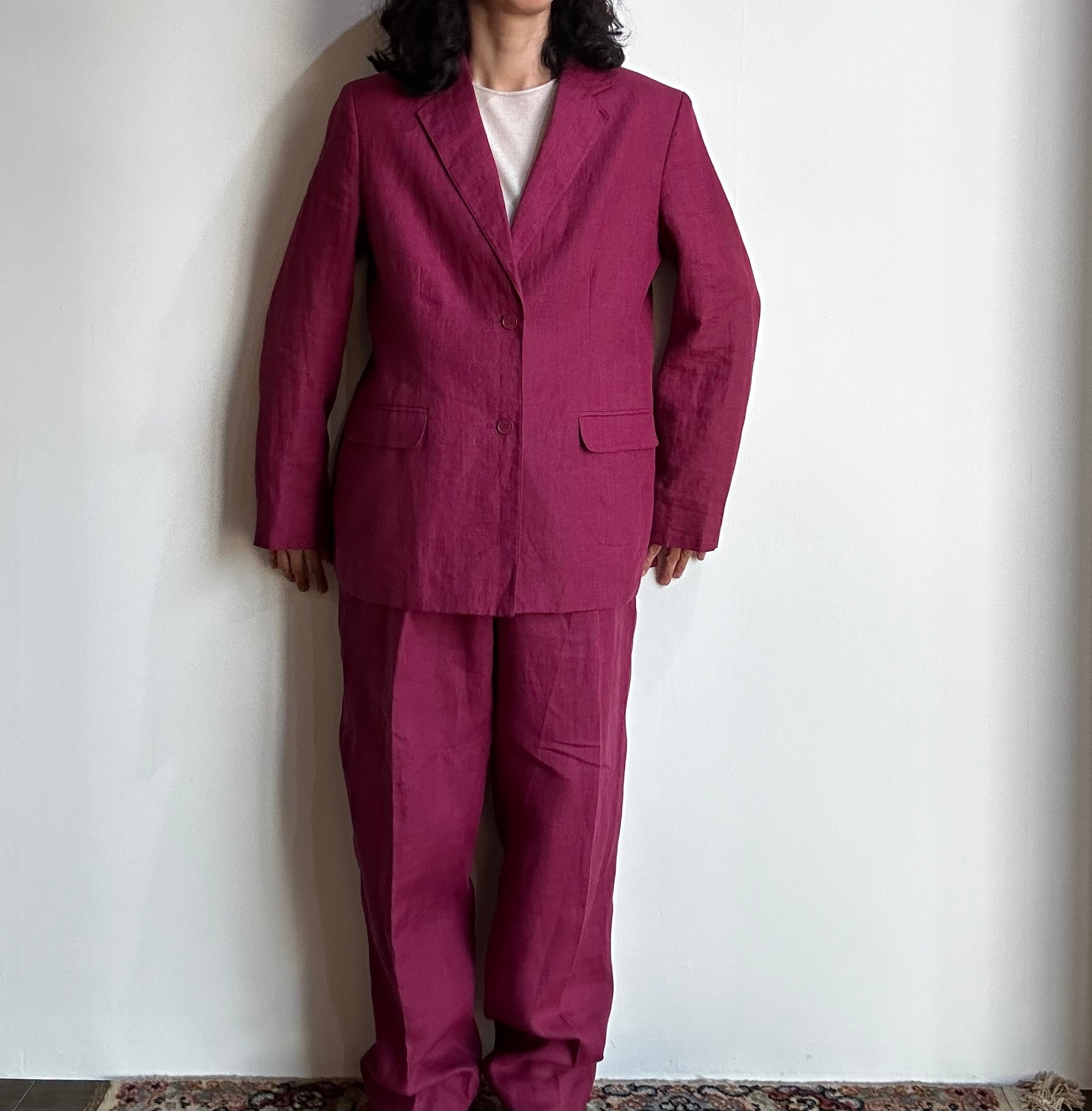 Vintage ボルドーリネンブレザーセットアップ | nur vintage apartment Vintage ボルドーリネンブレザーセットアップ | nur vintage apartment