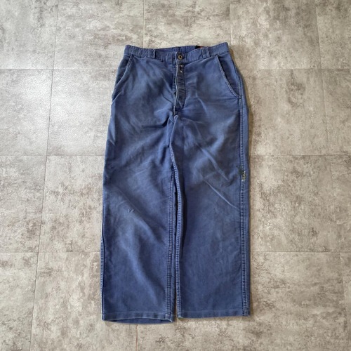 40-50s L'Ideal フレンチワーク モールスキン ブルー パンツ