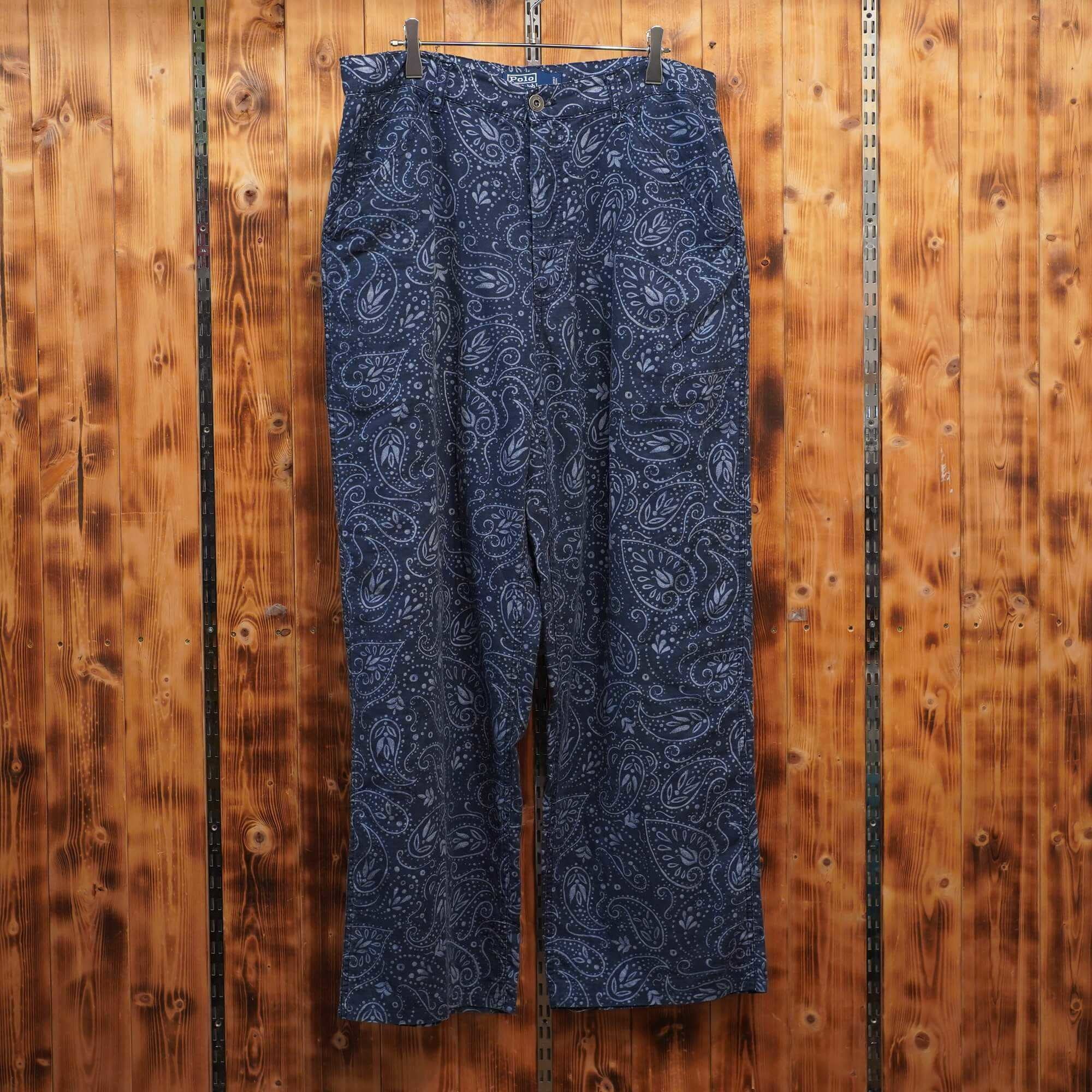 ralphlauren リネン コットン 麻 綿 ペイズリー ペインターパンツ W32/ラルフローレン