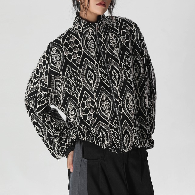 ヴィンテージ刺繍プリント ジップアップジャケット   R30025