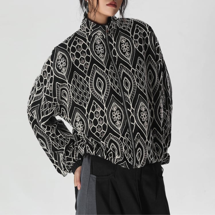 ヴィンテージ刺繍プリント ジップアップジャケット R30025