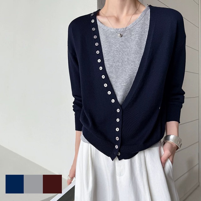 深Vカーディガン＆ノースリーブセット【3col】　0458