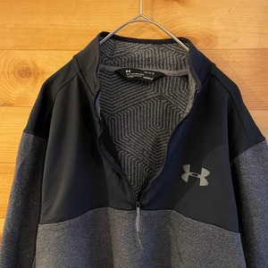 【UNDER ARMOUR】ハーフジップ プルオーバー 切替 フリース ワンポイントロゴ アメリカ古着