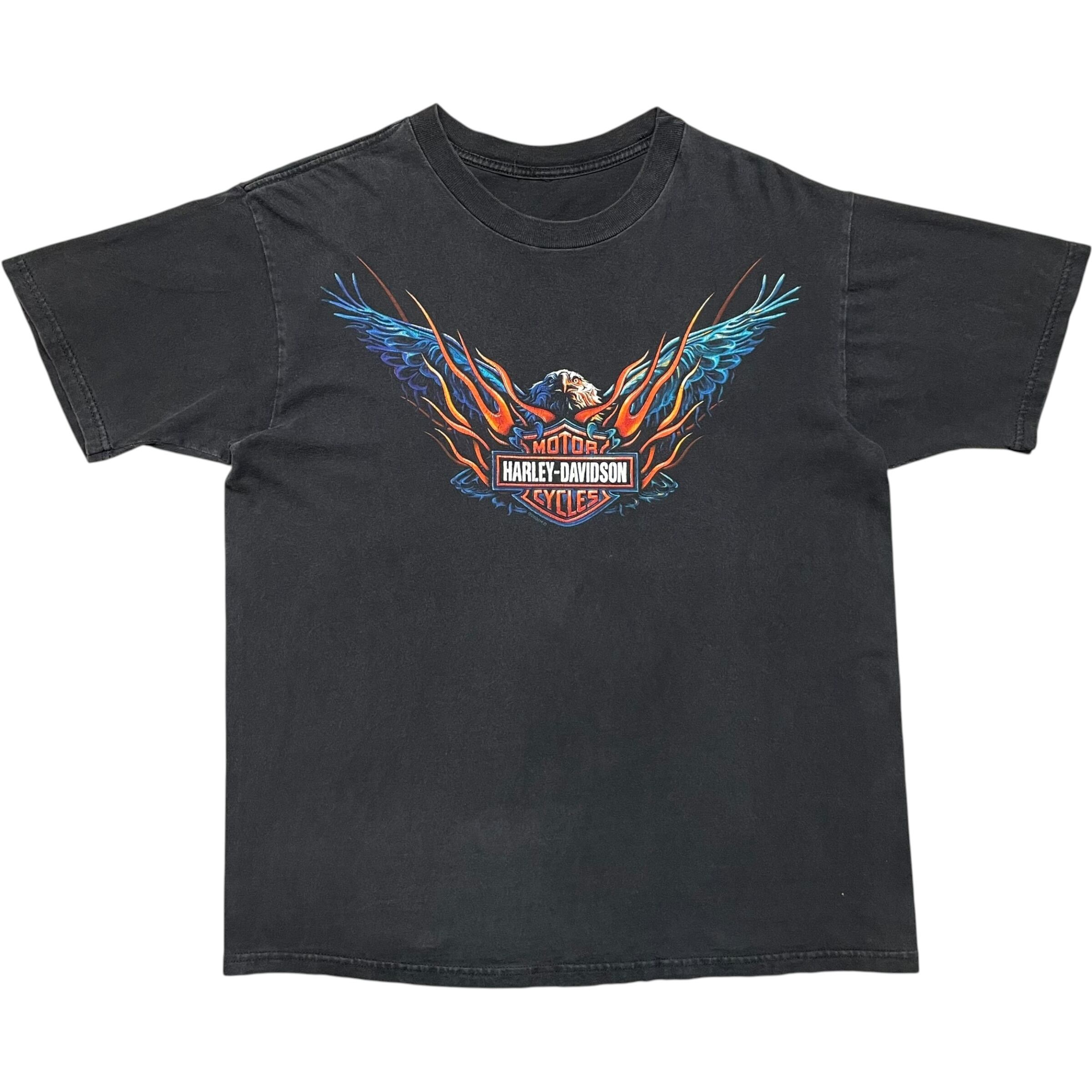 《L》 Harley-Davidson ハーレーダビッドソン Tシャツ ブラック プリントデザイン フェード プリント割れ有 タグ欠品 no.10237