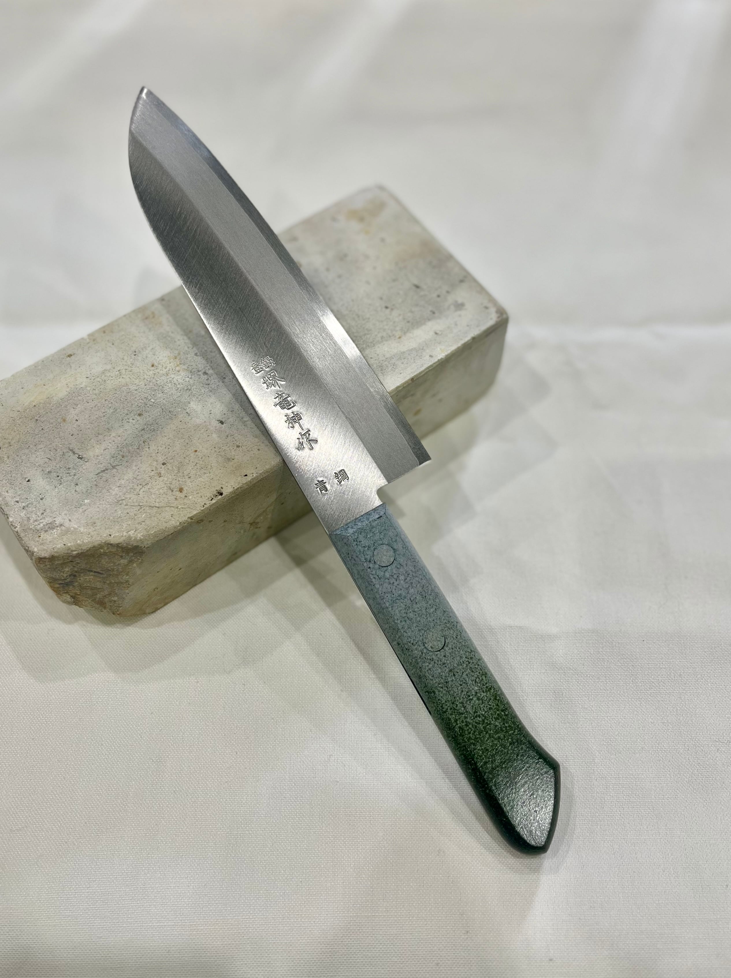 白ニ鋼 出刃包丁 6寸 180mm 本水牛八角朴柄 堺打刃物