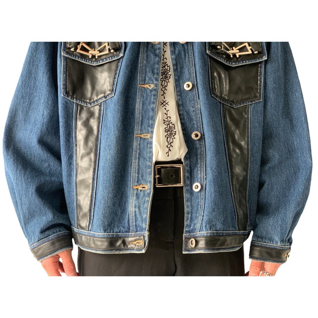 ♾L.A.BLUES♾ PVC leather switching denim 