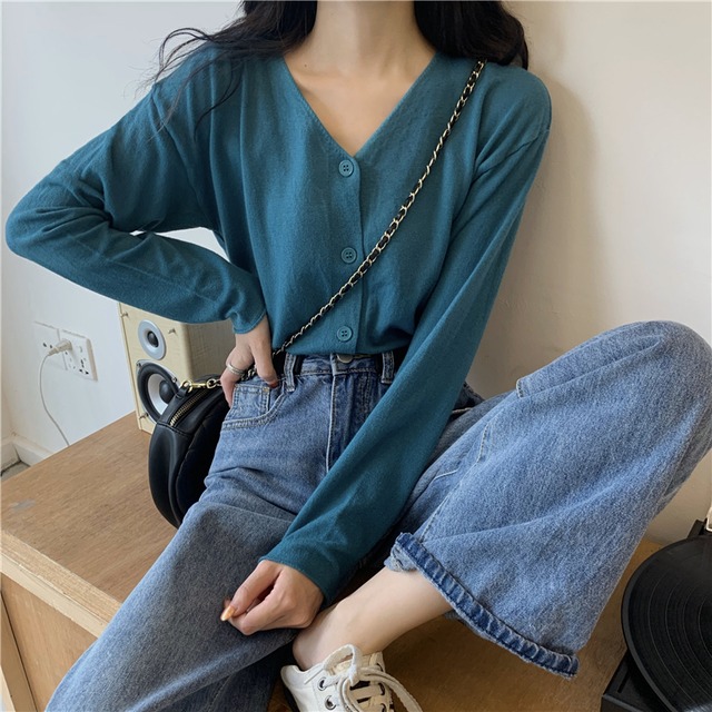 Vネックセーター オータムスタイルカーディガンジャケット レディース ロング 秋物 ハンチェンe15535239425