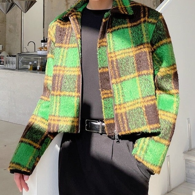 【TR0499】Vintage Plaid Wool Jacket