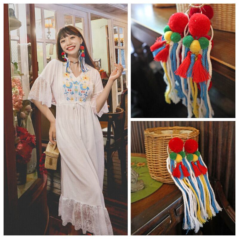 ボヘミアンイヤリング 925シルバー シルバーエスニックスタイル 指輪 銀 延命家ファッション7778387662