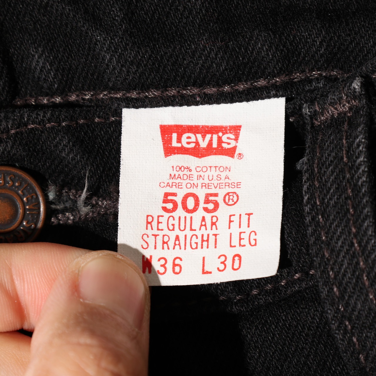 極美品 36×30 505-0260 USA 96年 サルファーブラックデニムパンツ Levi’s リーバイス 黒