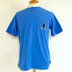 Shabby Pocket Cycling Embroidery T-shirts　Blue