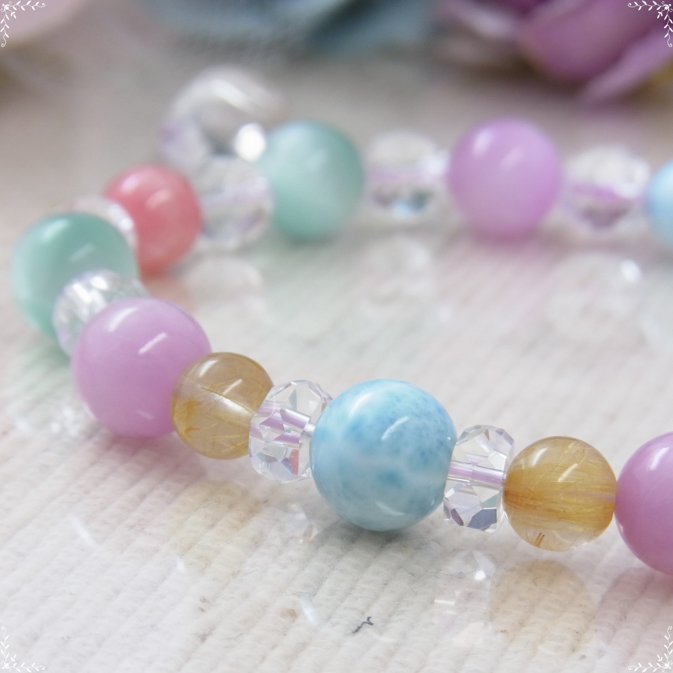 ☆ラリマー/ラピスラズリ☆六芒星☆幸運ブレスレット☆天然水晶