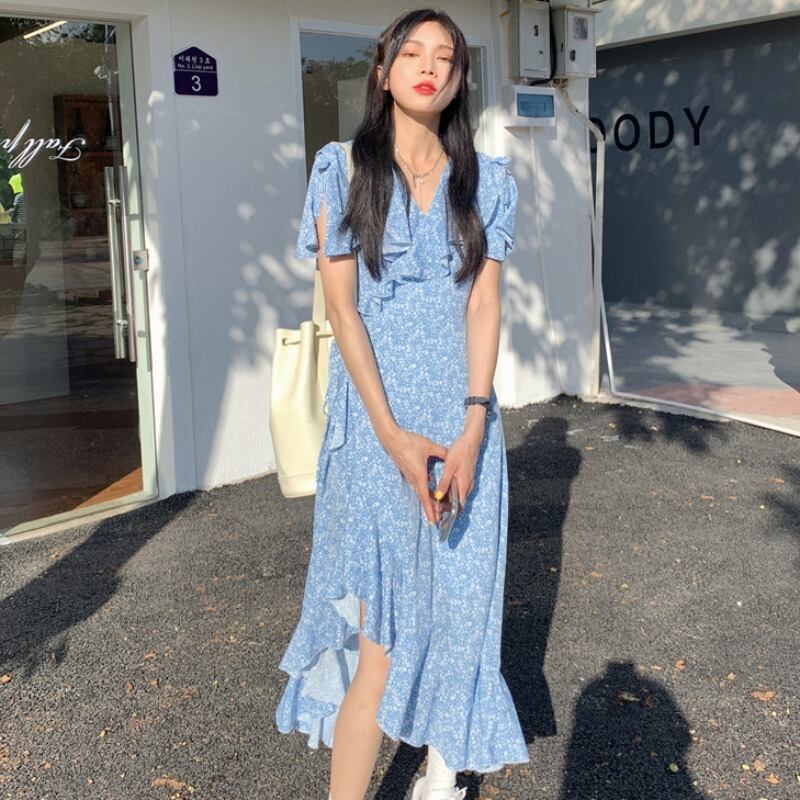 スタンダードフローラルドレス サマースタイルスカート レトロ 夏物 花柄 YY-ファッション75524569620