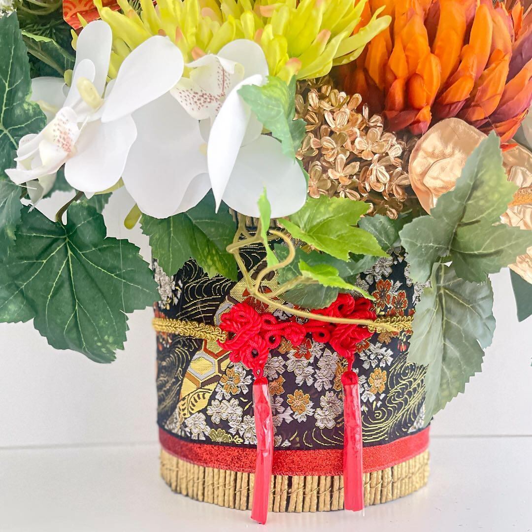 特大サイズ 正月アレンジメント】 扇と松が描く迎春の華｜和モダン