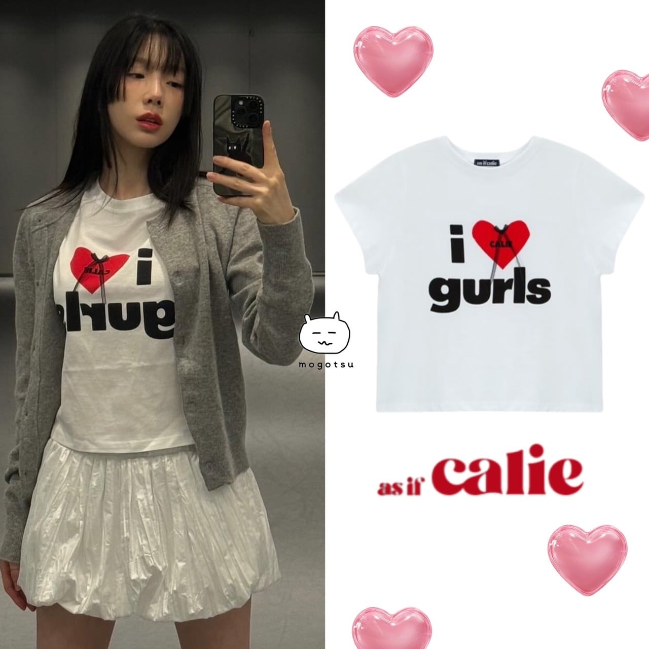 ☆少女時代 テヨン☆【as if calie】☆CALIE GURLS T-SHIR.T☆ ☆テヨン 着用!!【asif CALIE】CALIE GURLS T-SHIRT - 2COLOR