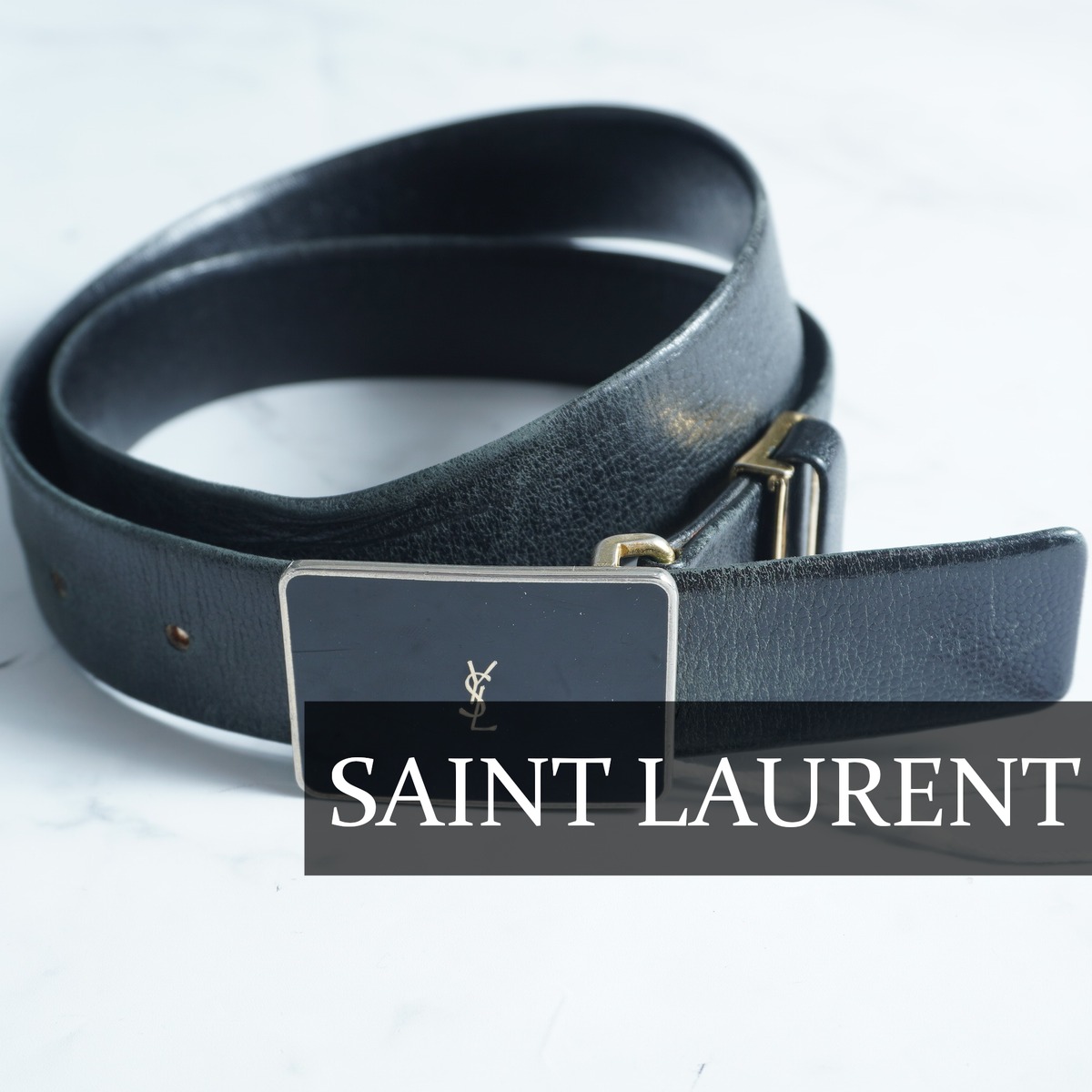 Yves Saint Laurent】イブサンローラン ブラックバックルYSLロゴ