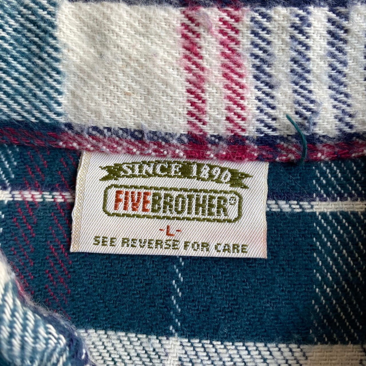 90年代 USA製 Five Brother ファイブブラザー チェック柄 長袖 ヘビー