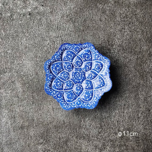 ペルシャの飾り皿（ミーナーカーリー）11ｃｍ　アクセサリートレイ【MINA KARI 010-047】