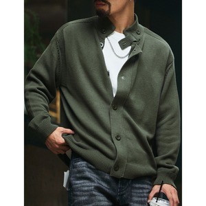 band-collar retro cardigan A1440