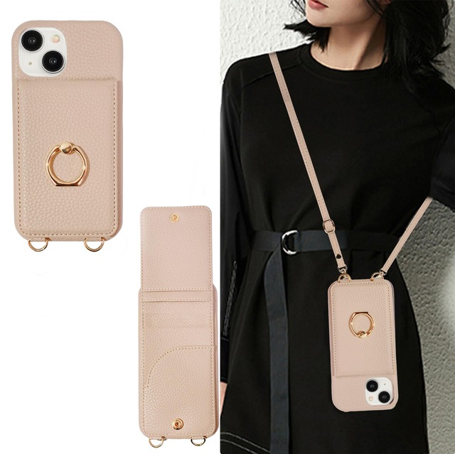 いphone14 ケース ショルダー 可愛い スマホケース iphone 14 iphone14 アイフォン14 用 ストラップ 薄型 かわいい 携帯 背面手帳型 斜めかけ 肩掛け 首掛け 紐付き 韓国 軽量 カード収納 ショルダーケース おしゃれ 2way (モカブラウン)