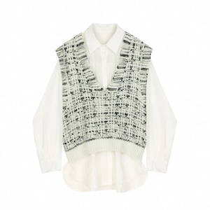 【即納・1点限り】Design Knit-Vest Shirt 1Color M-320