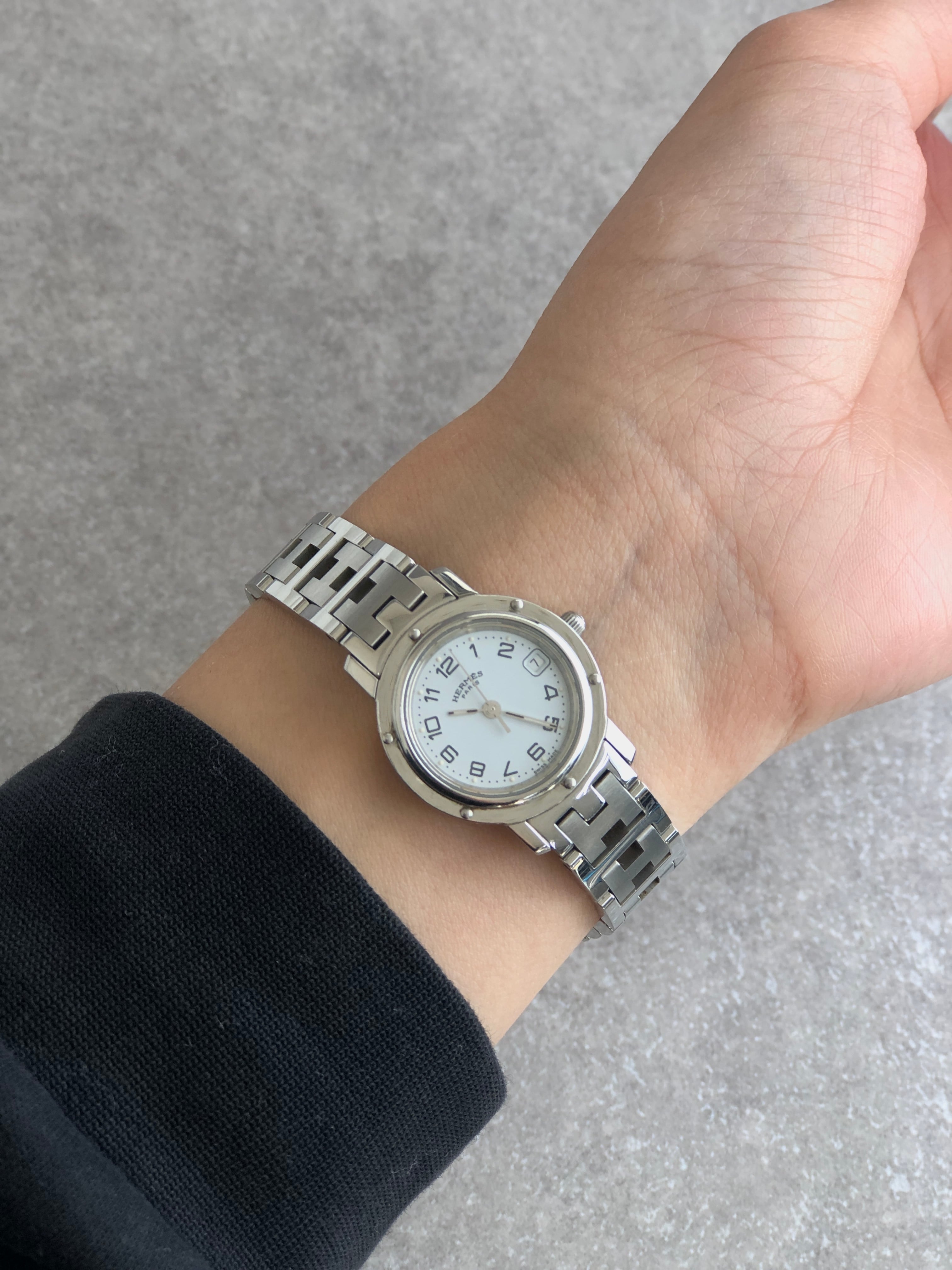 HERMES エルメス 腕時計 シルバー ステンレススチール クウォーツ クリッパー vintage ヴィンテージ オールド efbvgb
