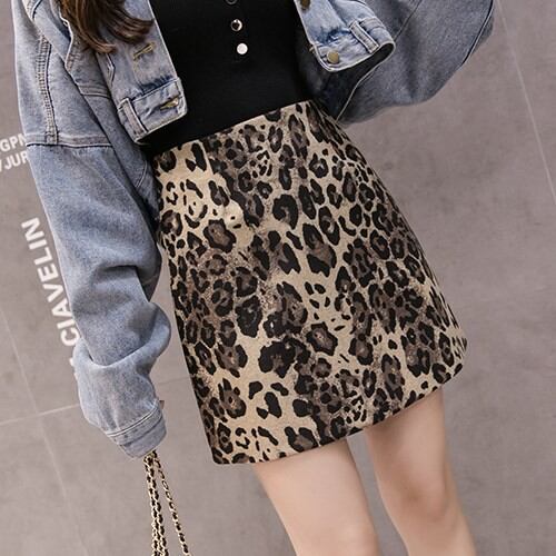レオパード柄 ミニスカート レディース スカート 台形スカート タイト  