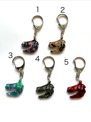 恐竜キーホルダー★骨格ティラノサウルス【メガネ産地福井～メガネ素材で作ったアクセサリー】