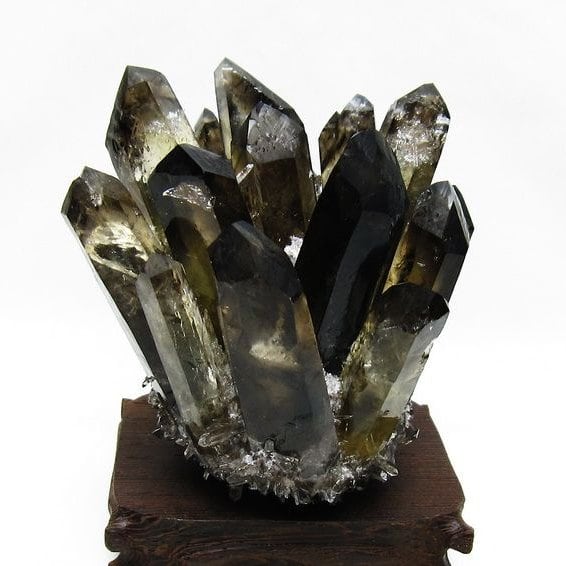 モリオン クラスター 黒水晶 原石 台座付属 一点物 182-8420