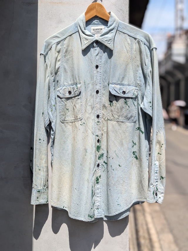 BOWWOW "PAINT STAINED CHAMBRAY SHIRT, VENT HOLES"