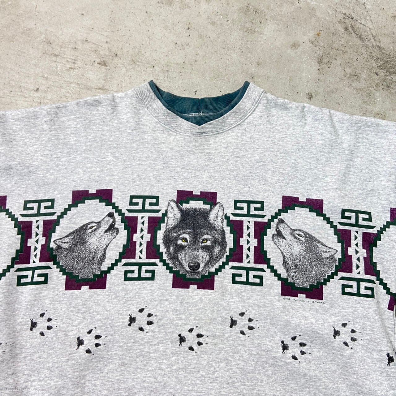 90年代 USA製 ART UNLIMITED SPORTSWEAR プリントスウェットシャツ
