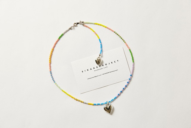 colorful beads heart necklace A