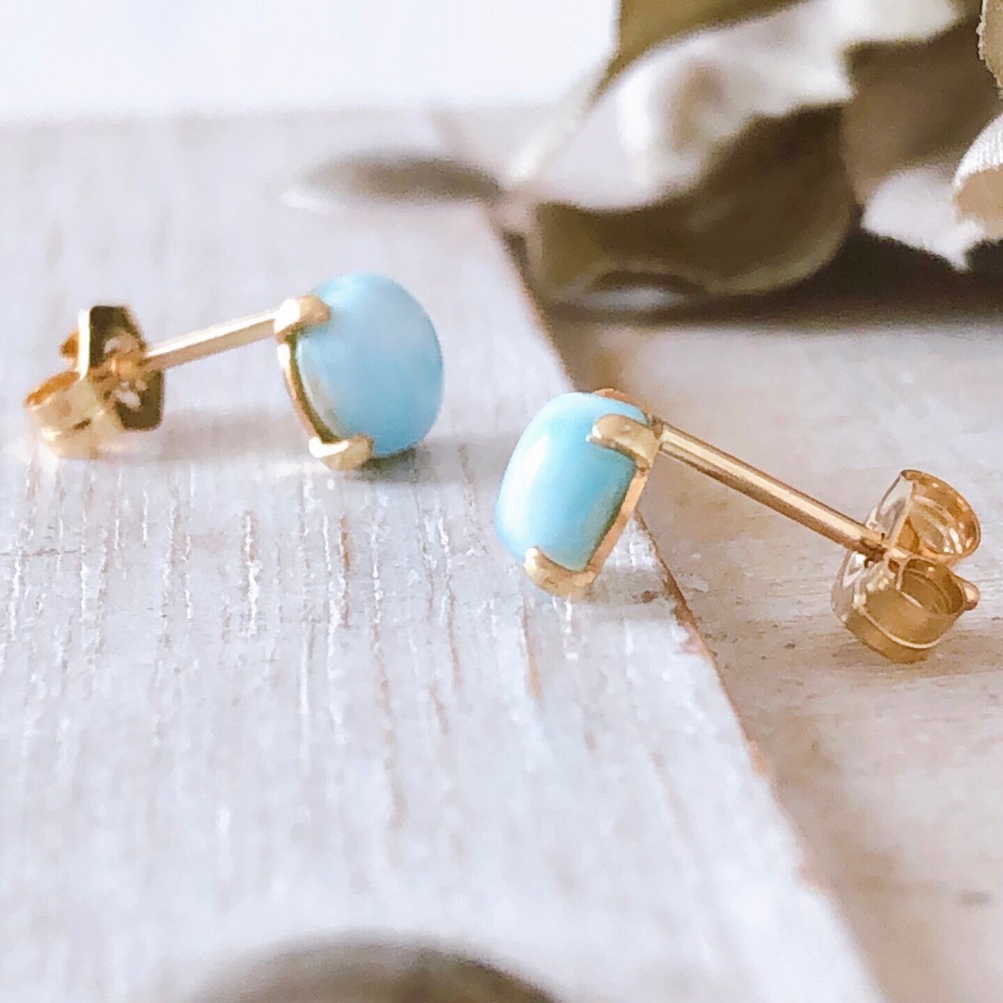 14kgf天然石ラリマーピアス】 | Anemoon handmade jewelry