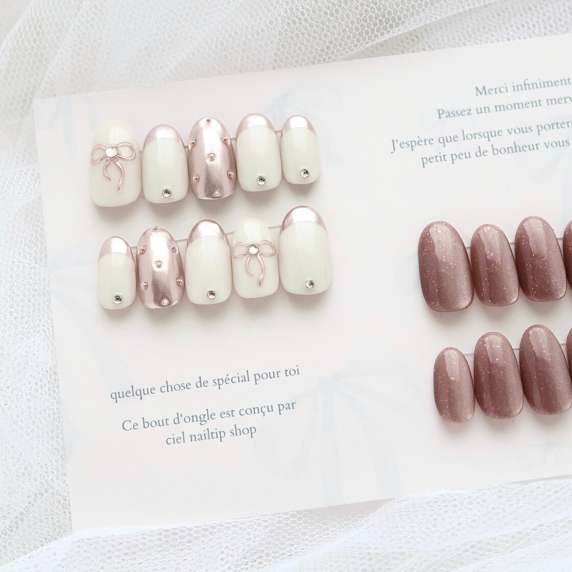 size order】nailtip リボンネイル ピンクネイル ミラーネイル  
