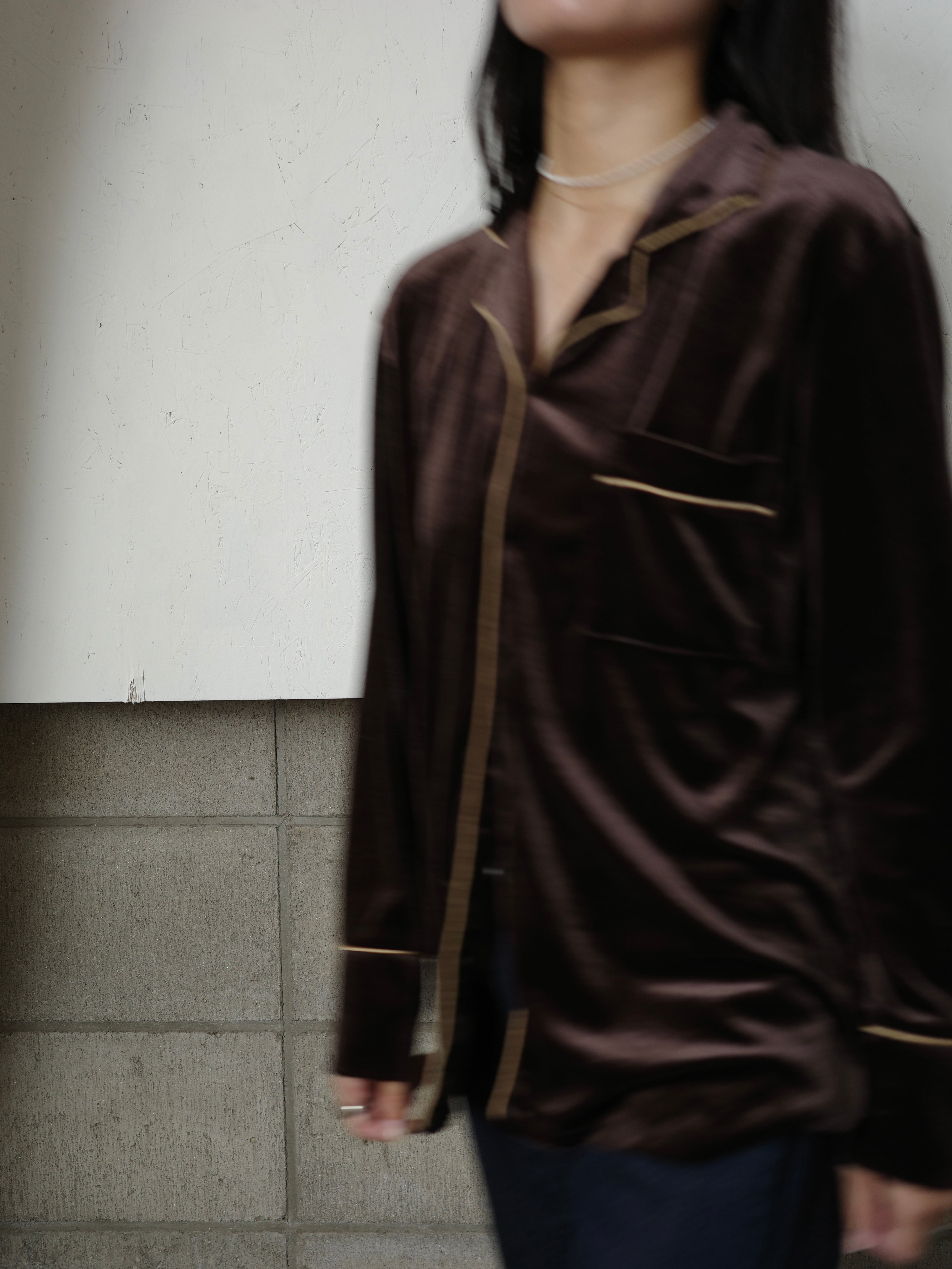〈vintage〉velour brown pajama shirt