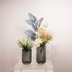 輸入品 フラワーベース 2個セット ガラス 造花付き 花瓶 オブジェ インテリア 雑貨 小物 北欧 モダン