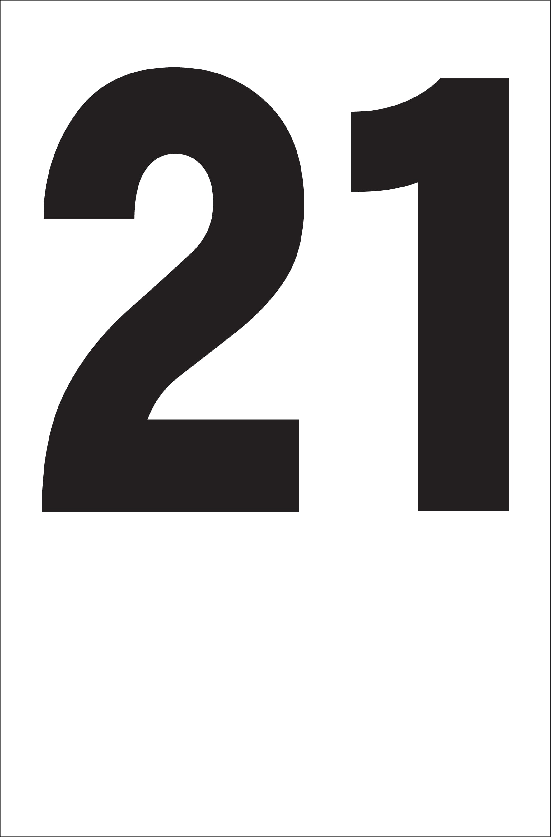 カ王たび 看板 小 シンプル縦型看板 「番号数字21(黒)」駐車場 屋外可 | 全品