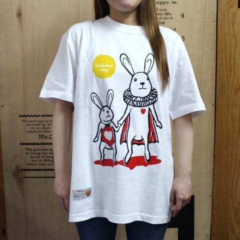 うさぎの親子 [男女兼用] Tシャツ（白） | inchickendog