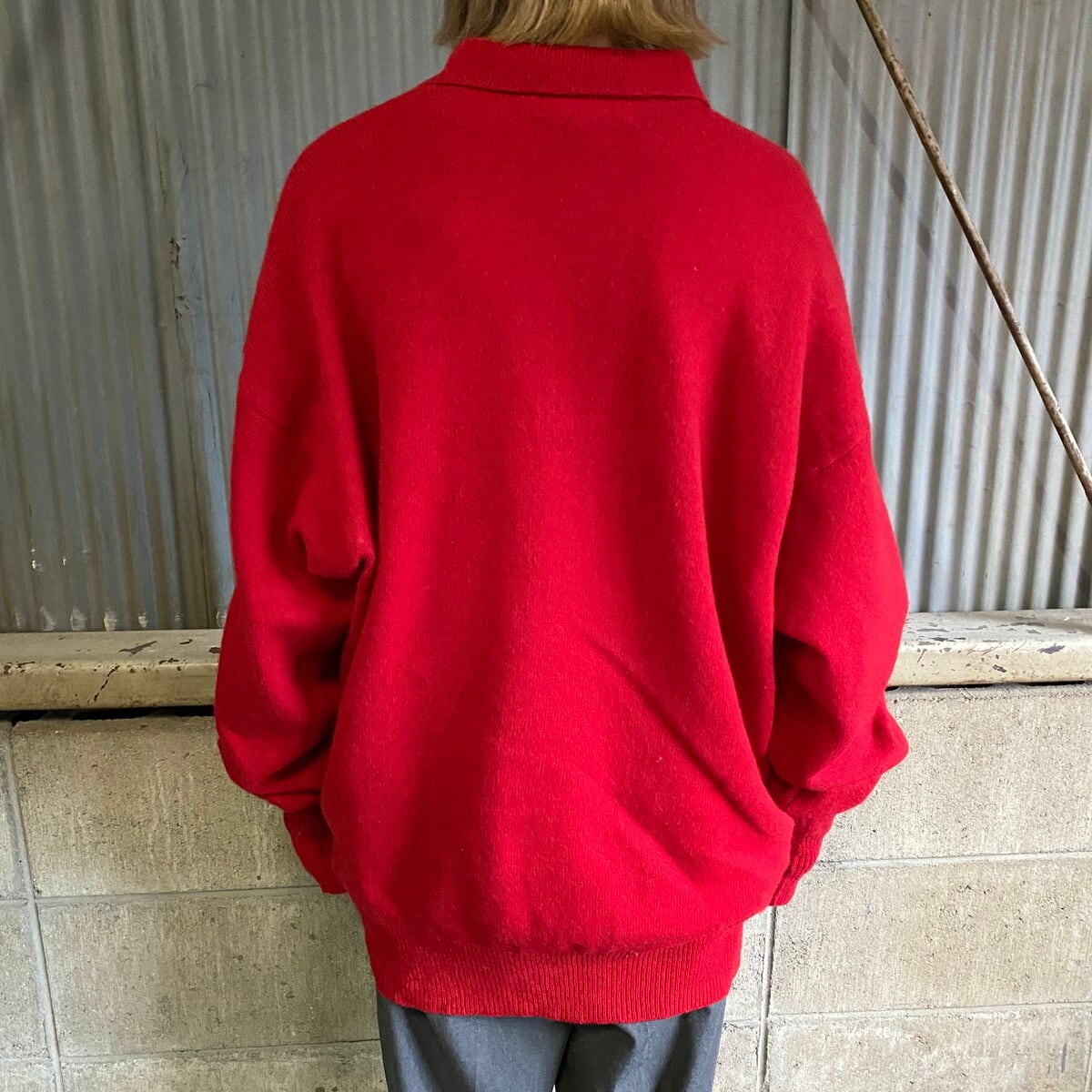 90年代 ポロバイラルフローレン 襟付き ウールニットセーター メンズL