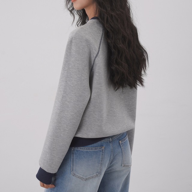 contrast crew-neck sweatshirt　J00394