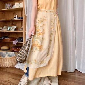 LIBERTY　シアー花柄スカーフ　イエロー【1270】