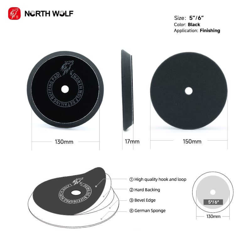 5インチ ウレタンバフ ブラック North Wolf | 磨き専門店 Detail Base